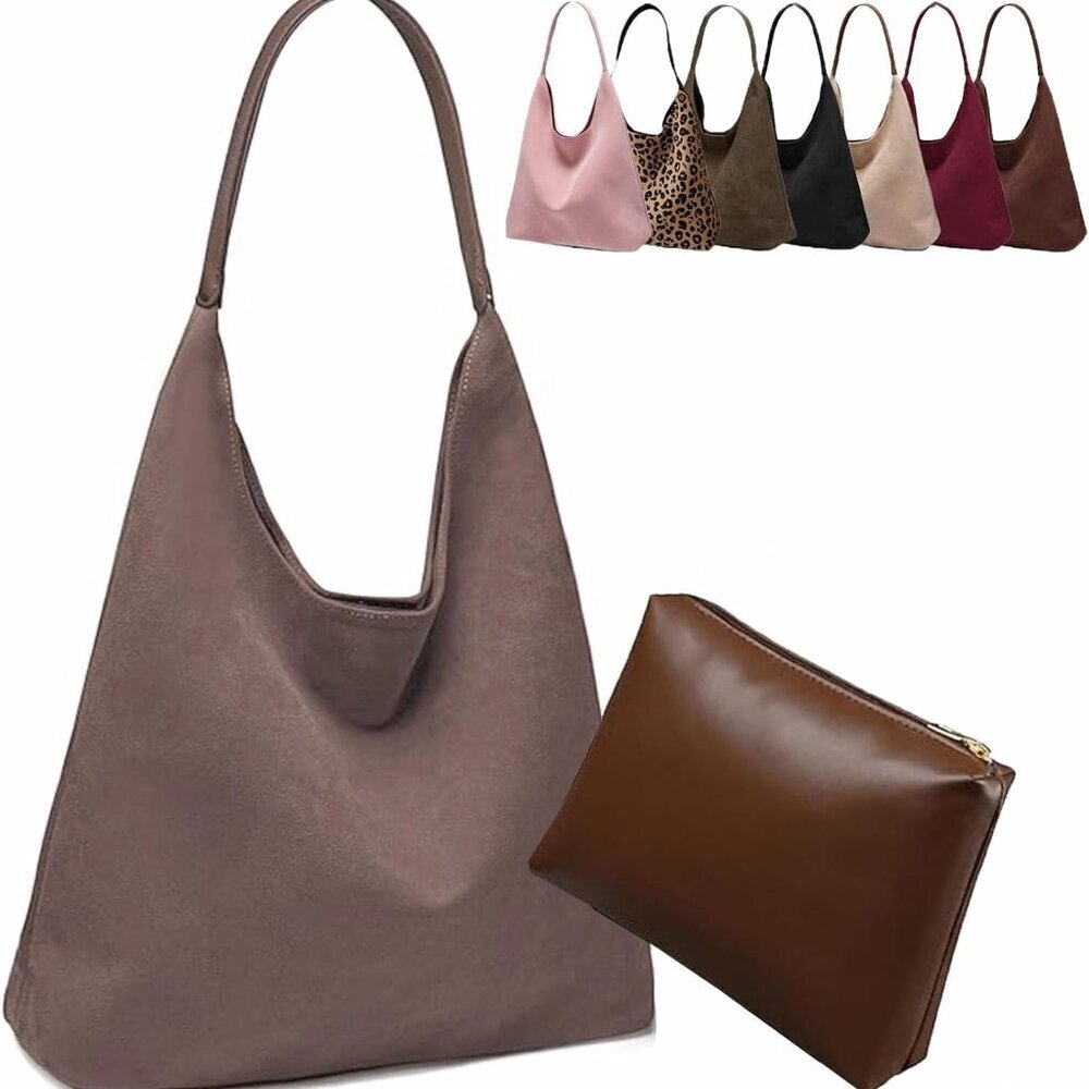 Large Faux Suede Tote Bag Women Boho Slouchy Handbag Travel Work